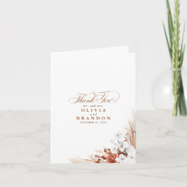 Terracotta White Blommigt Bröllop Tack Kort