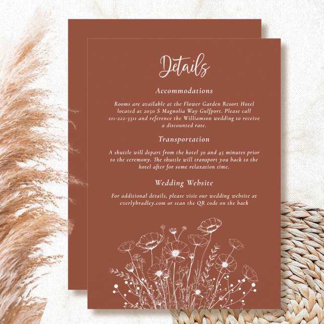 Terracotta White Blommigt - detaljförslutningskort Inbjudningar (Skapare uppladdad)