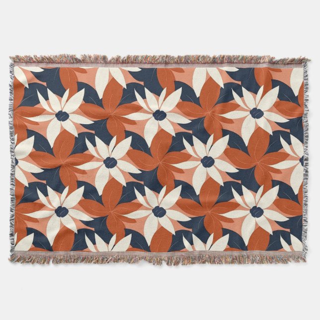 Terracotta White Blommigt Elegant Filt (Framsidan)