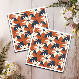 Terracotta White Blommigt Elegant Pappersservett