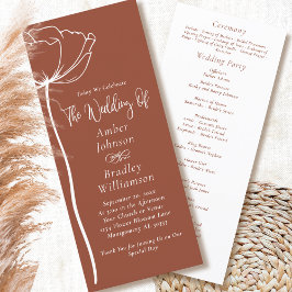 Terracotta White Blommigt Modern Hösten Bröllop Program