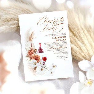 Terracotta White Blommigt Vin Tasting Möhippa Inbjudningar