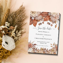 Terracotta White Brown Blommigt QR Code Boho Bröll Spara Datumet