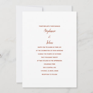 Terracotta White Classic Minimum 2024 Bröllop Inbjudningar