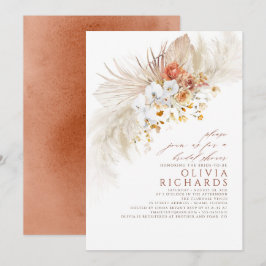 Terracotta White Flowers Boho Möhippa Inbjudningar