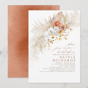 Terracotta White Flowers Boho Möhippa Inbjudningar