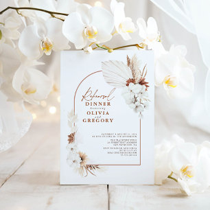 Terracotta White Flowers Boho Rehearsal Dinner Inbjudningar