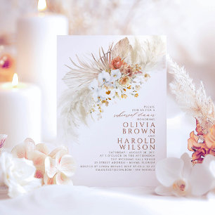 Terracotta White Flowers Boho Rehearsal Dinner Inbjudningar