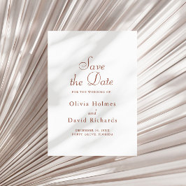 Terracotta White Minimalist Save Date Card Spara Datumet