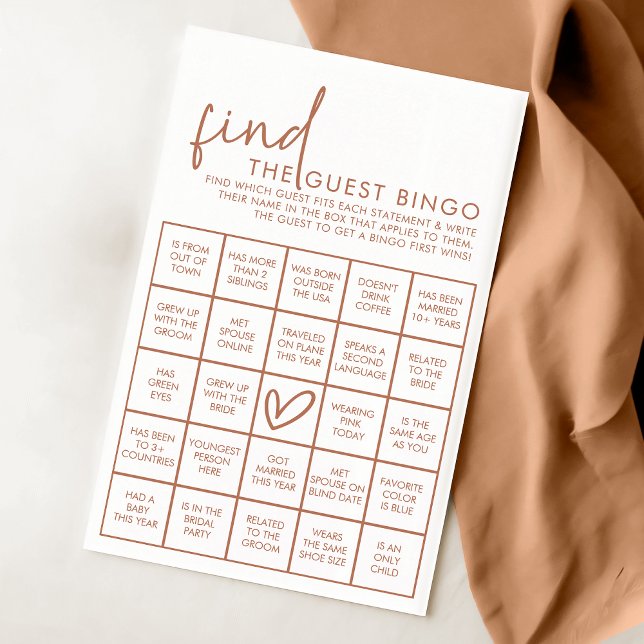 Terracotta & White Möhippa Guest Bingo Game (Skapare uppladdad)