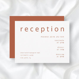 Terracotta & White Typography Wedding Reception Tilläggskort