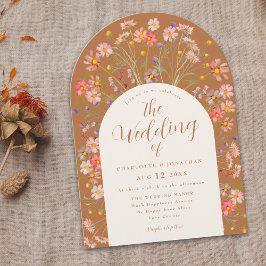 Terracotta Wildblomarch Fall Wedding Inbjudningar
