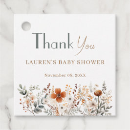 Terracotta WildblomBoho Baby Shower Tack Gåvor Etiketter