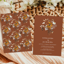 Terracotta WildblomBoho Fall Wedding Inbjudningar