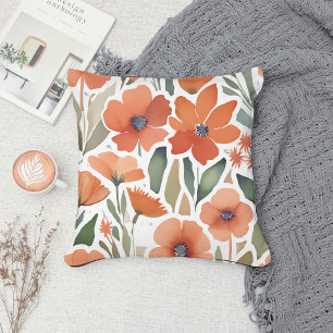Terracotta WildblomBoho Rustic Vår accent Kudde
