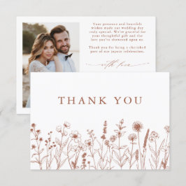 Terracotta Wildblomfoto Bröllop Tack Kort
