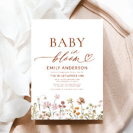 Terracotta Wildblomma Baby i Bloom Baby Shower Inbjudningar