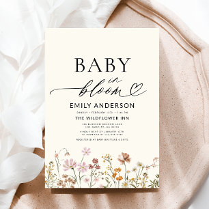 Terracotta Wildblomma Baby i Bloom Baby Shower Inbjudningar