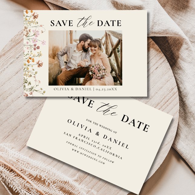 Terracotta Wildblomma Blommigt Colorful Bröllop Spara Datumet (Skapare uppladdad)