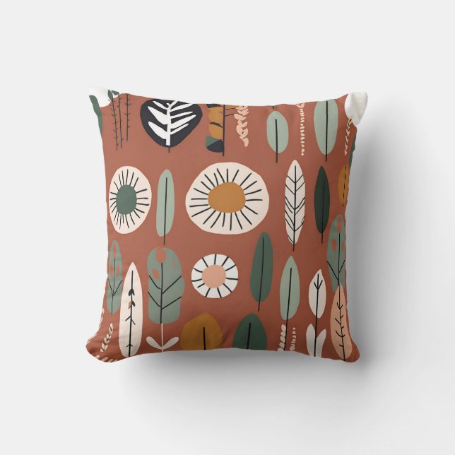 Terracotta Wildblomma Mönster Rustic Vår sommar Kudde (Framsida)