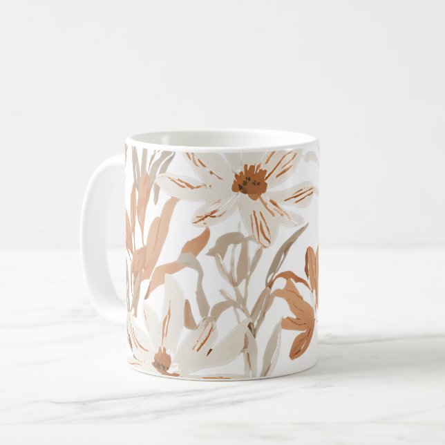 Terracotta Wildblomma Rustic Boho Drinkware Kaffemugg (Framsida vänster)