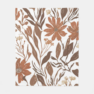 Terracotta Wildblomma Rustic Boho Throw för Vår Fleecefilt