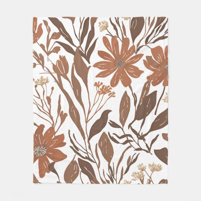 Terracotta Wildblomma Rustic Boho Throw för Vår Fleecefilt (Framsidan)