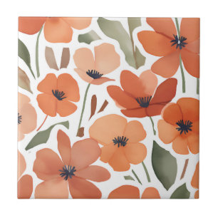Terracotta Wildblomma Rustic Boho Wall Accent Kakelplatta