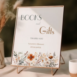 Terracotta WildblommBaby Shower Bokar och Gifts Poster