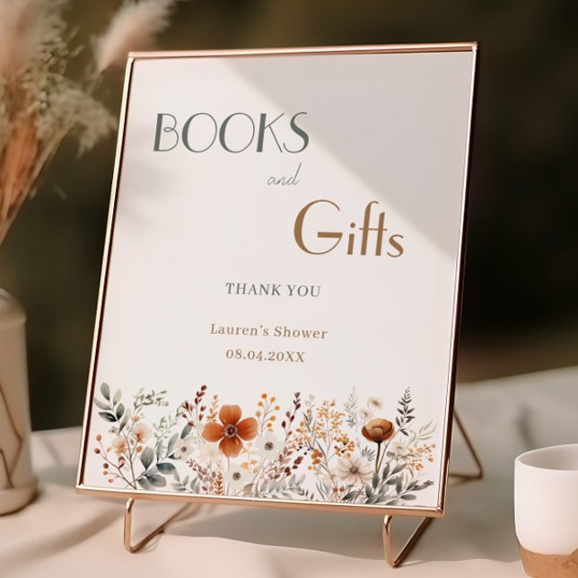 Terracotta WildblommBaby Shower Bokar och Gifts Poster (Skapare uppladdad)