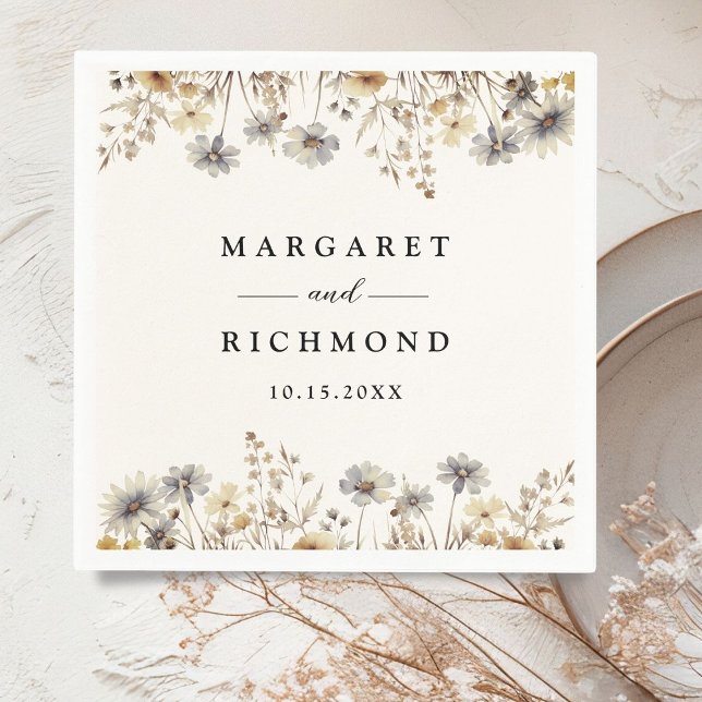 Terracotta WildblommBlommigten Bröllop Pappersserv Pappersservett (Skapare uppladdad)