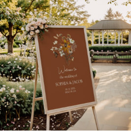 Terracotta WildblommBoho Fall Wedding Välkommen Poster