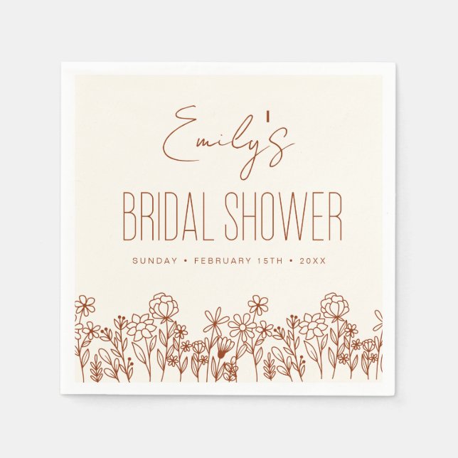 Terracotta WildblommBoho Möhippa Blommigt Pappersservett (Framsidan)