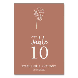 Terracotta WildblommBröllop Bordsnummer