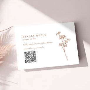 Terracotta Wildblomme QR Code Bröllop OSA Kort