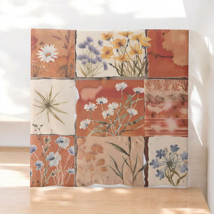 Terracotta WildblommPatchwork Rustic Boho Vår Kakelplatta