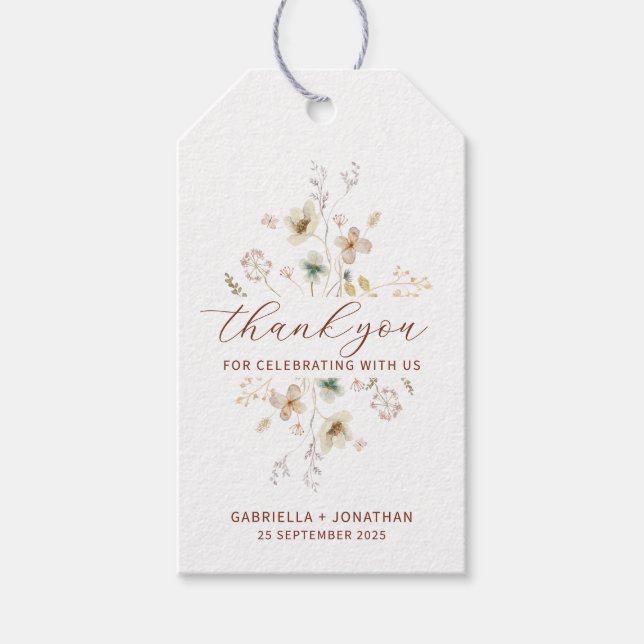 Terracotta WildblomWedding Favor Tack Presentetikett (Framsidan)