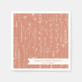 Terracotta Wildflower Baby Shower | Floral Pattern Pappersservett