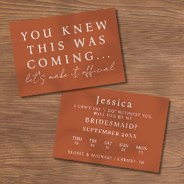 Terracotta Will You Be My Bridesmaid Proposal Card Inbjudningar