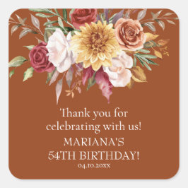 TerracottaFall Foliage Födelsedagsfest-förmån Fyrkantigt Klistermärke