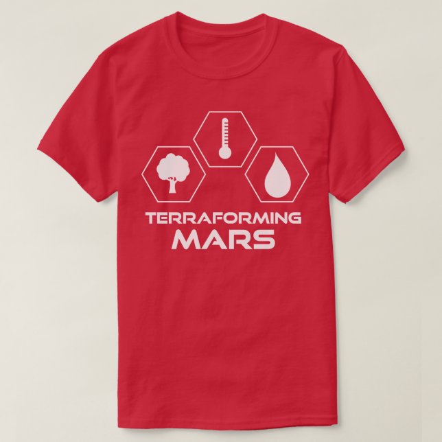 Terraforming Mars White Icons Stacks T Shirt (Design framsida)