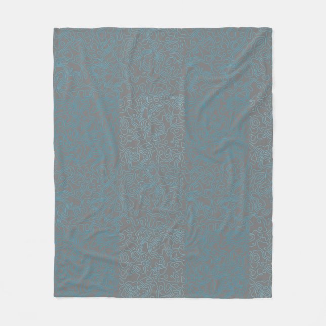 Terrain Mönster Blue 01bx4 Grått BG Fleecefilt (Framsidan)