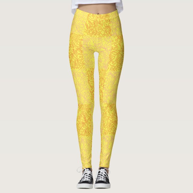Terrain Mönster Red 01x4B Black BG Leggings (Framsida)