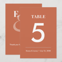 Terrakotta Ampersand Bröllop | Modern Bordnummer