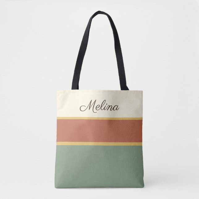 Terrakotta äng Personlig randig totebag Tygkasse (Framsida)