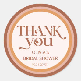 Terrakotta Båge Typografi Bröllopsfest Tack Runt Klistermärke