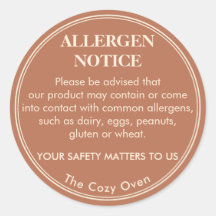 Terrakotta Bageri Allergen Notis Varningsdekal