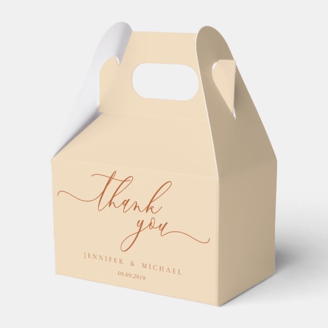 Terrakotta Beige Elegant Gåva Tack Presentaskar (Framsidan Sidan)