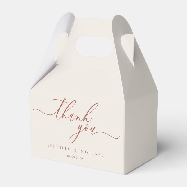 Terrakotta Beige Elfenbensvit Elegant Gåva Tack Presentaskar (Framsidan Sidan)