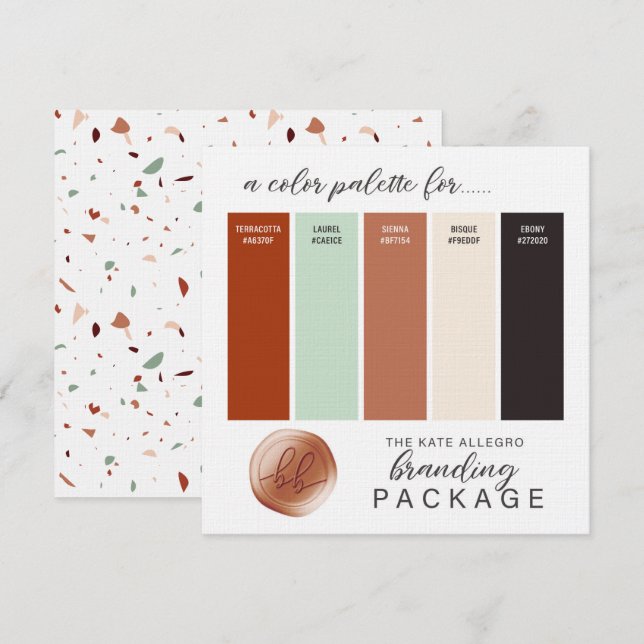 Terrakotta Beige Sienna & Mint Färgpalettkort Inbjudningar (Fram/baksida)